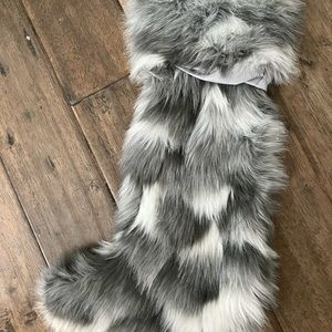 Nicole Miller 22" Multi Color Faux Fur Santa Christmas Stocking Luxury Designer